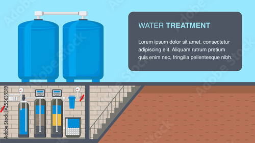 Fotografía Water Treatment System Web Banner with Text Space