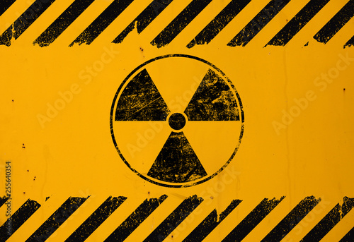 Cuadros en Lienzo Black radioactive sign over yellow background