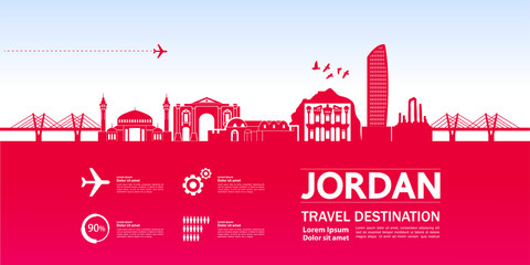 Fototapete - Jordan travel destination vector illustration.