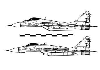 Poster - Mikoyan MiG-29 Fulcrum. Outline drawing