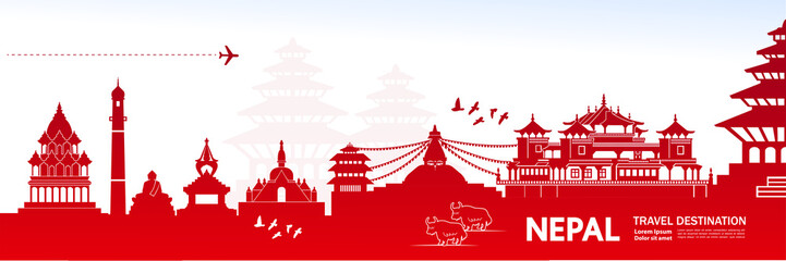 Wall Mural - NEPAL travel destination vector illustration.