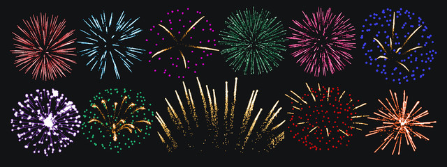 firework vector background isolated set