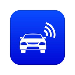 Poster - Car with wifi sign icon digital blue for any design isolated on white vector illustration