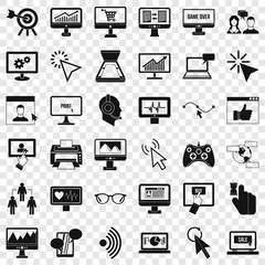 Poster - Computer display icons set. Simple style of 36 computer display vector icons for web for any design