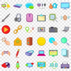 Poster - Computer icons set. Cartoon style of 36 computer vector icons for web for any design
