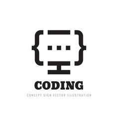 Programming coding - vector business logo template vector illustration. Code concept sign. Modern technology icon. Data symbol. Computer display monitor. Graphic design element. 