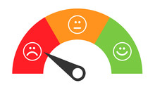 Customer Icon Emotions Satisfaction Meter With Different Symbol On Background