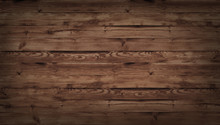 Brown Wood Texture, Top View Of Wooden Table. Dark Wall Background, Texture Of Old Top Table, Grunge Background