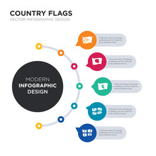 Modern Business Infographic Illustration Design Contains Georgia Flag, United Kingdom Flag, Peru Flag, Poland Philippines Simple Vector Icons. Set Of 5 Isolated Filled Icons. Editable Sign And