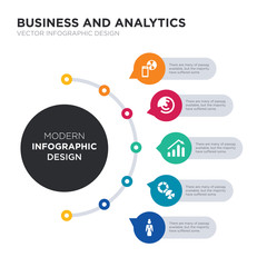 Wall Mural - modern business infographic illustration design contains businesswoman, chart pie, charts, circular chart, circular graphic of mobile simple vector icons. set of 5 isolated filled icons. editable