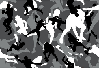 Poster - vector background of American Football Players grey camouflage pattern