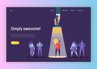Poster - recruitment career leadership creative idea concept landing page. flashlight pointing to male charac