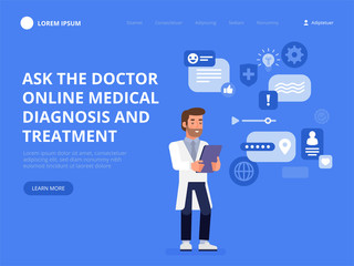 Poster - online doctor. medical consultation and support. diagnosis and treatment.
