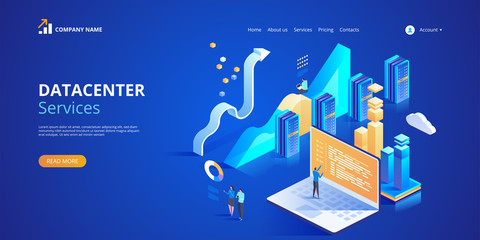 Poster - datacenter services. vector isometric illustration for landing page.