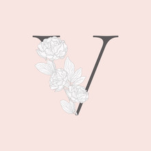 Vector Blooming Floral Initial V Monogram And Logo
