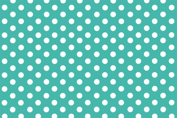 Turquoise background with symmetrical white polka dots