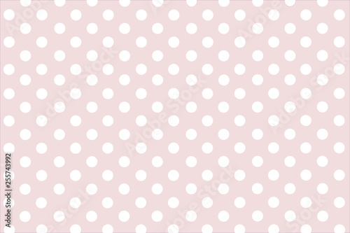 Pink, rose quartz background with symmetrical white polka dots