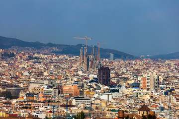 Poster - City Of Barcelona Aerial View Cityscape