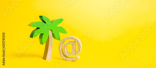 Palm Figurine And Symbol Of Internet Or Email Remote Work Part