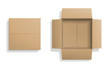 © paketesama - Realistic cardboard box set, opened and closed top view