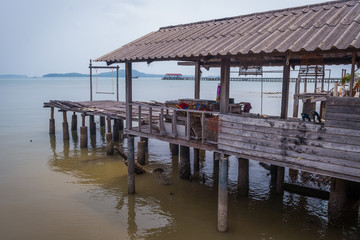 Sticker - Houses on pillars, Koh Lanta island, Thailand