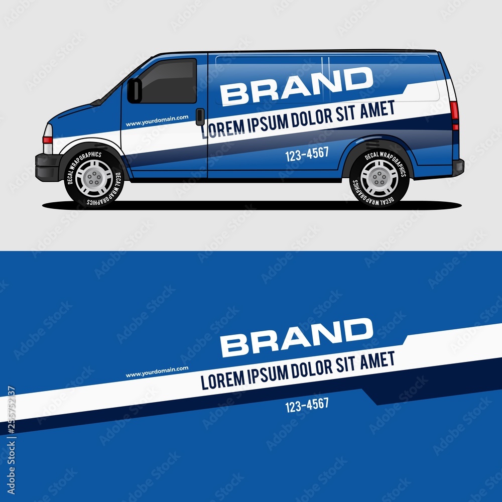 car livery blue van wrap design wrapping sticker and decal design for ...