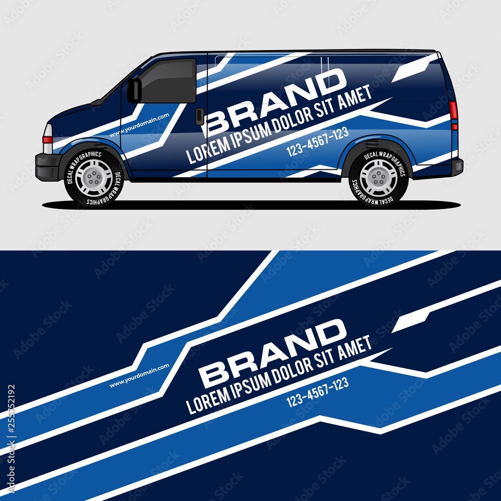 car livery blue van wrap design wrapping sticker and decal design for ...