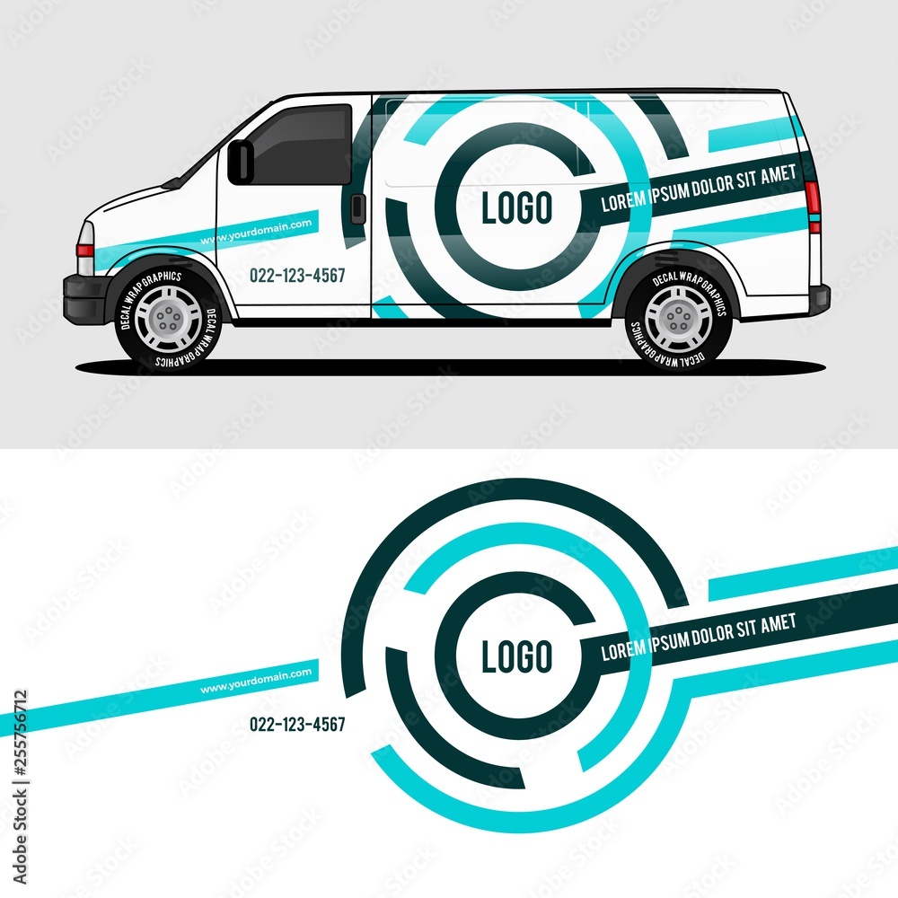 car livery light blue van wrap design wrapping sticker and decal design ...