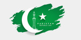 Fototapeta  - 23rd of march pakistan national day celebration card, Happy Pakistan's Resolution Day 23rd March 1940. flag of pakistan brush design Vector Illustration