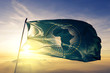 © Aleks Taurus - African Union flag waving on the top sunrise mist fog
