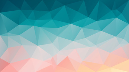 vector abstract irregular polygon background - triangle low poly pattern - blue gree teal turquoise and salmon pink orange color