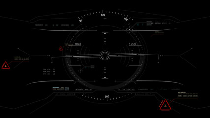 Wall Mural - Aerial view from the fighter plane's cockpit flying over the low cloud cover mountain scape with head up display acquire targets and enemies location hidden in the dense mountain forest