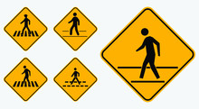 Set Of Pedestrian Walk Sign. 
