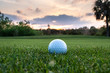 Golf ball on Florida course during sunset