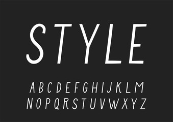 Poster - Vector thin line uppercase alphabet on black background.