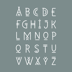 Aufkleber - Vector alphabet set. Capital letters in geometric line art style. For hipster theme, trendy posters