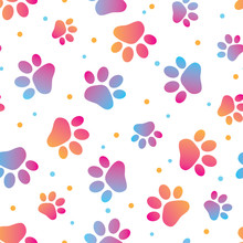 Seamless Colorful Animal Paw Pattern