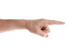 © New Africa - Man pointing at something on white background, closeup of hand