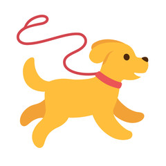 Wall Mural - Cute cartoon dog running with leash