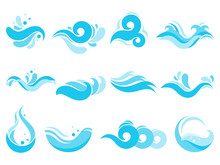 Sea Water Splash. Spa Pool Waves, Ocean Surf Tide And Waters Swirls Isolated Vector Icons Illustration Set