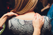 © Евгений Вершинин - Closeup portrait of Lovely lesbian couple massage relax and happy sweetheart by touching lover.