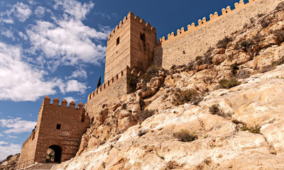 Canvas Print - Exterior view of historic Alcazaba castle in Almeria, Spain.