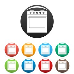 Canvas Print - New oven icons set 9 color vector isolated on white for any design