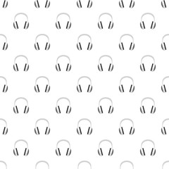 Poster - wired headphones pattern seamless vector repeat for any web design