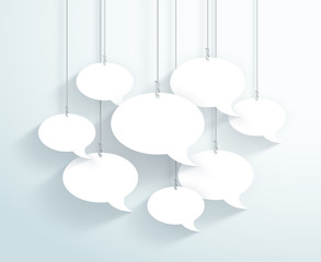 Poster - Speech Bubbles Hanging On Strings Flat White Vector