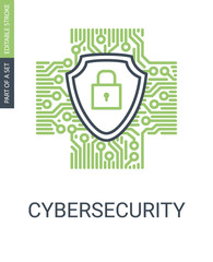 Wall Mural - Cybersecurity Icon With Shield And Protection Lock