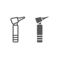 Wall Mural - otoscope line and glyph icon, medicine and equipment, hospital tool sign, vector graphics, a linear 