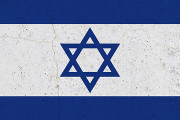 Wall Mural - Israel flag on concrete wall