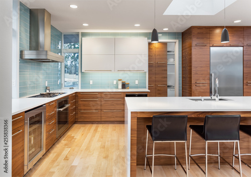 Contemporary Kitchen In New Luxury Home With Beautiful