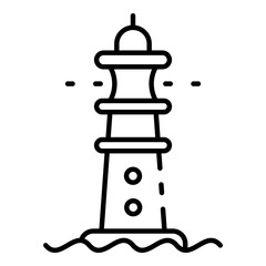 Sticker - Sea lighthouse icon. Outline sea lighthouse vector icon for web design isolated on white background